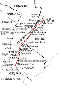 La route nationale 14 se termine à la frontière brésilienne au niveau de Bernardo de Irigoyen.