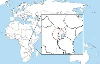Localisation de la chaîne du Rwenzori en Afrique.
