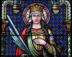 Verrière néo-romane de l'abside Est: sainte Foy.