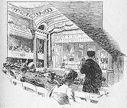 Le théâtre Södra en 1889. Dessin de Vicke Andrén