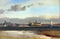 Vue d'Elseneur et de Kronborg depuis une plage au sud de la ville (1851)