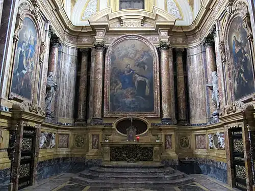 Chapelle principale de l'église Sainte Marie-Madeleine de Pazzi à Florence où furent déposés ses restes jusqu'au XIXe&nbsp;siècle.