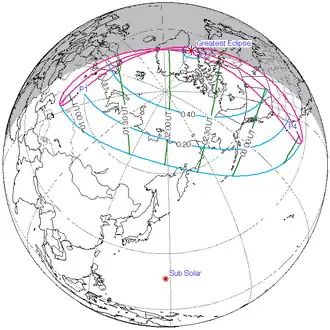 Carte de l'éclipse générale.