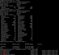 Description de l'image SELinux seinfo and semanage screenshot.webp.