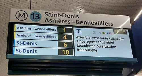 Version multidirectionnelle à la station Invalides sur la ligne 13.
