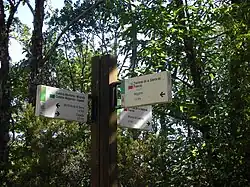 Panneaux de guidage des sentiers.