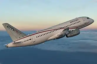 SSJ100 avec la livrée actuelle de CItyJet.