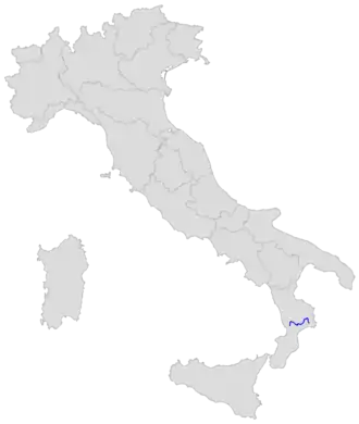 Parcours de la route sur une carte de l'Italie