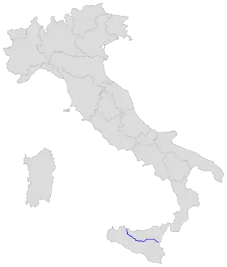 Parcours de la route sur une carte de l'Italie