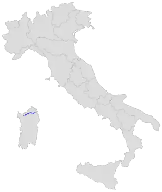Parcours de la route sur une carte de l'Italie