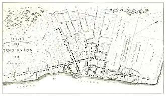 Plan de la ville des Trois-Rivières en 1815.