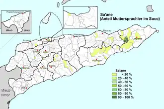 Répartition des locuteurs natifs du dialecte sa'ane