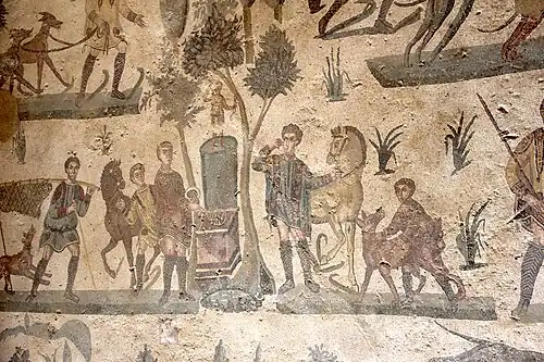 Offrande d'un sacrifice à Diane, déesse de la chasse.