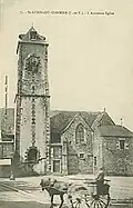 L'ancienne église paroissiale vers 1900 avant sa destruction (carte postale).