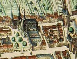 La collégiale et l'église Saint-Thomas au XVIe&nbsp;siècle par Joan Blaeu
