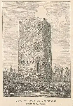 Le donjon dessiné par Félix Thiollier en 1889