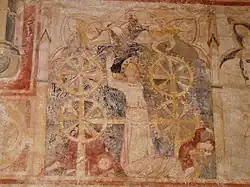 Le martyre de sainte Catherine d'Alexandrie, fresque de la chapelle du Cheylat.