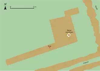 Croquis du site de découverte avec localisation de la découverte