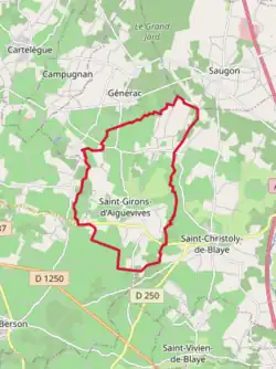 Carte avec les communes environnantes.