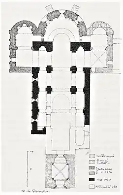 Historique de la construction de l'abbatiale proposé par Maurice Oudot de Dainville.