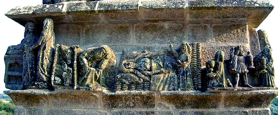 Le calvaire deTronoën : face nord, registre inférieur.