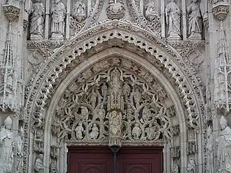 Tympan du portail de l'abbatiale de Saint-Riquier.