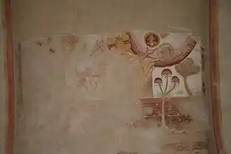 C 3. Création du Soleil, de la Lune et des étoiles (Gen.1, 14-19). (vestige hors-champ, à l’ouest vers la façade).