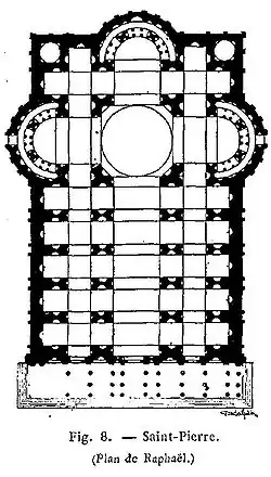 Plan de la basilique selon Raphaël