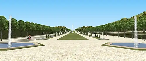 Restitution des bassins du milieu de la grande perspective haute de Saint-Cloud, au temps de Monsieur.