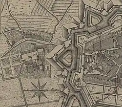 Quartier Saint-Èvre vers 1700.Extrait du plan Bibliothèque nationale de France, département Cartes et plans, GE D-14510. (repère 54).