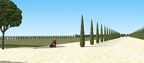 Vue sur la pelouse du bout du jardin à Saint-Mandé, vers 1660.