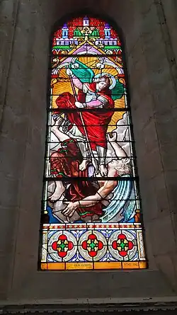 Saint Michel terrassant le démon - Vitrail de 1873