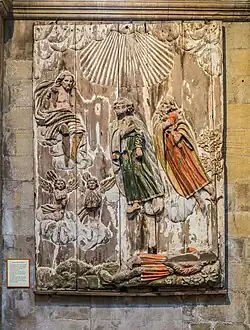 "Le rêve de Saint-Martin", panneau de bois polychrome (fin XVIIe&nbsp;siècle).