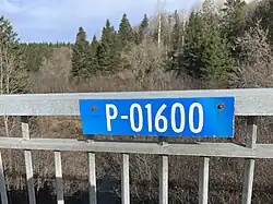 Ruisseau Durocher, panneau du pont à poutres en béton armé, rang de la Petite-Rivière Nord