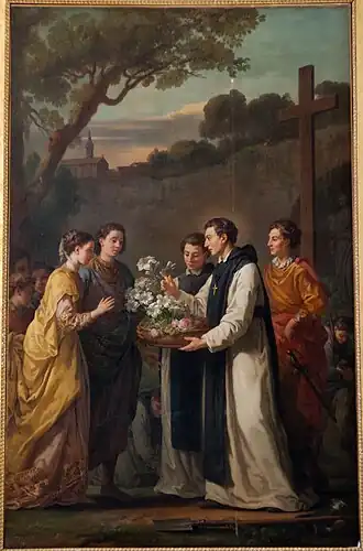 Thibaud offrant onze brins de lilas à Saint Louis et Marguerite de Provence.
