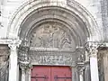 Saint-Gilles, tympan de la Crucifixion et son linteau.