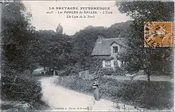 Sainte-Brigitte : l'école de Forges des Salles dans la décennie 1920 (carte postale).