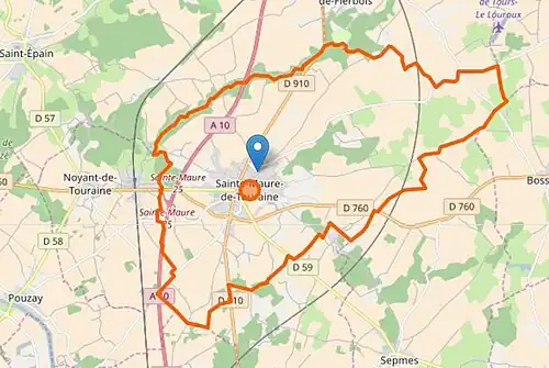 Carte représentant les limites territoriales d'une commune.