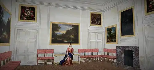 Restitution de la salle à manger de Mme Louvois, premier étage de l'Hôtel Louvois, 1690