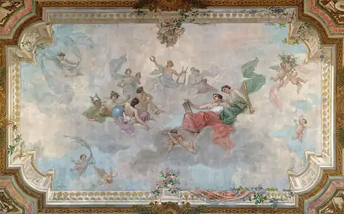 Paul Mathey, Apollon couronnant les arts scéniques (1895-1896), plafond.