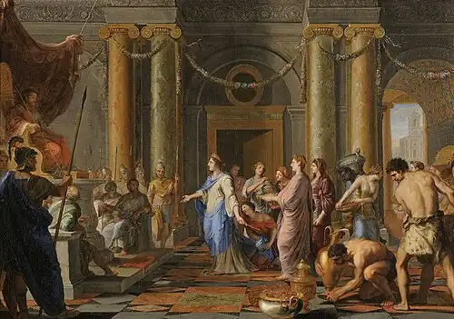 Salomon recevant la reine de Saba, vers 1650, musée des Beaux-Arts de Lyon.