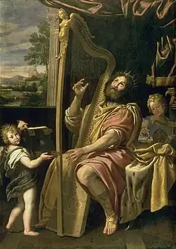 Le David, du Dominiquin, copie placée au-dessus de la cheminée.