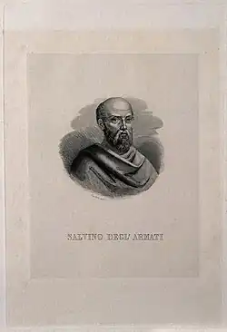 Description de l'image Salvino degli Armati. Line engraving by Gustave. Wellcome V0000207.jpg.