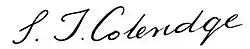 signature de Samuel Taylor Coleridge