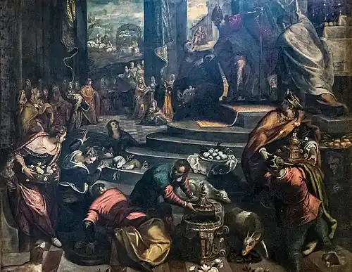 Joachim  chassée  du temple  Domenico  Tintoretto