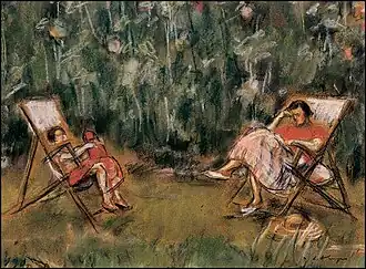 Sanda et Antonina à Nemtisor (1960), pastel, 35&nbsp;×&nbsp;48&nbsp;cm, collection particulière.