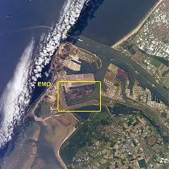 Bassin EMO à Maasvlakte (avant la construction du Maasvlakte 2).