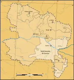 La sénéchaussée de Saumur en Anjou au XVIIIe&nbsp;siècle.