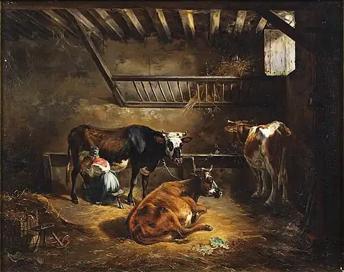 Intérieur d'étable, Salon de 1827, Cherbourg, Musée Thomas-Henry.