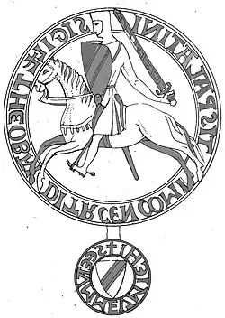 Dessin d'un sceau médiéval en métal.